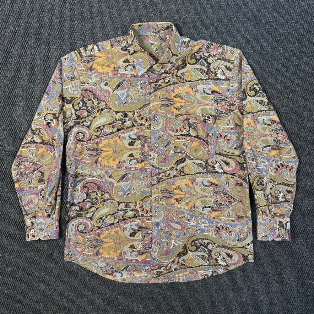 Alan Flasser Paisley Shirt Men Large Multicolor Long Sleeve Cotton Button Up - Picture 2 of 13